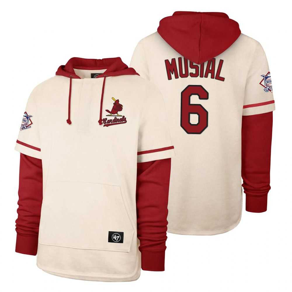 Men St.Louis Cardinals 6 Musial Cream 2021 Pullover Hoodie MLB Jersey